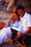 Quality stock photography from estockphoto of dog beach couple not sunset